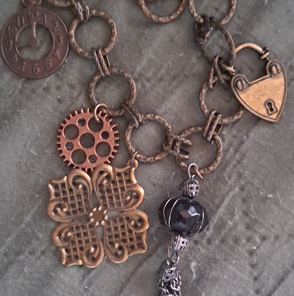 Steampunk charm necklace